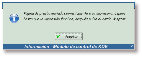 Prueba enviada a la impresora