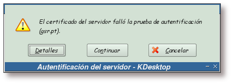 Aviso acerca del certificado del servidor web I