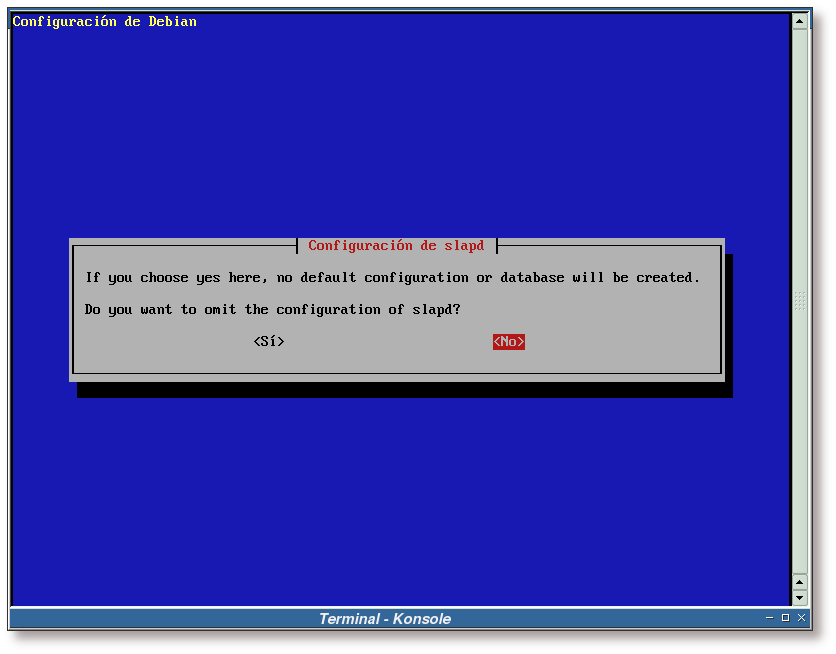 Configuración de slapd mediante debconf