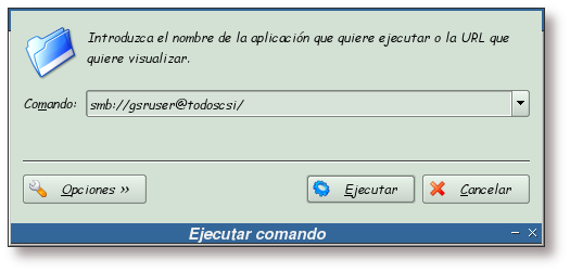 Dirección de acceso a los recursos de Samba